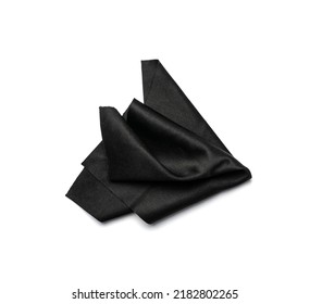 Black Cleaning Cloth Isolated. Glasses Wipe Rag, Lens Cleaning Microfiber Clothes, Wiping Cotton Napkin, Microfibre Fabric For Cleanliness, Screen Cloths On White Background Top View