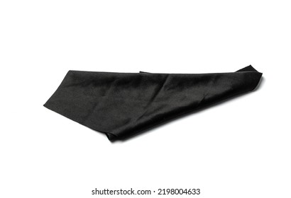 Black Cleaning Cloth Isolated. Glasses Wipe Rag, Lens Cleaning Microfiber Clothes, Wiping Cotton Napkin, Microfibre Fabric For Cleanliness, Screen Cloths On White Background Top View