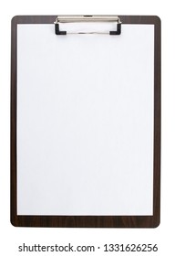 Black clipboard with blank white sheet 