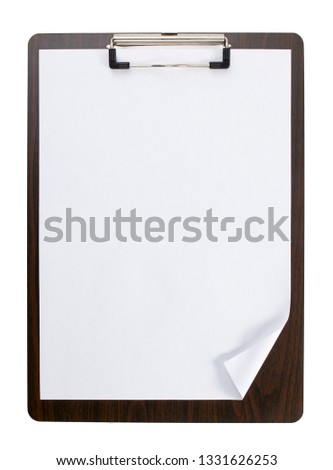 Black clipboard with blank white sheet 