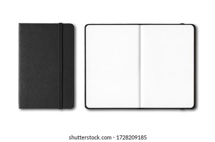 Black closed and open notebooks mockup isolated on white - Shutterstock ID 1728209185