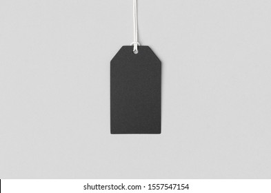 Black Clothing Or Gift Tag Mockup.