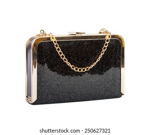 Black Clutch Bag Isolated On White Background