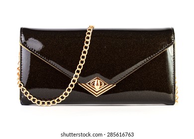 Black Clutch Bag Isolated On White Background