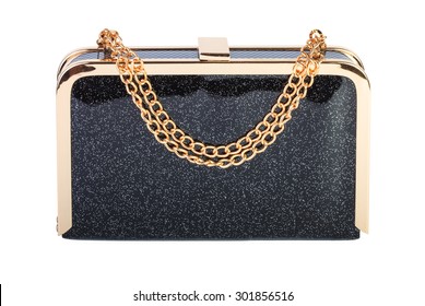 Black Clutch Bag Isolated On White Background