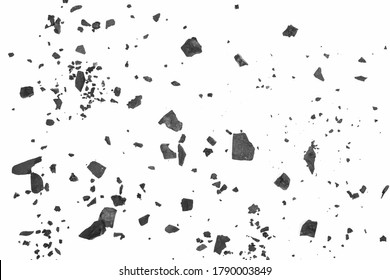 Black coal chunks, shattered pieces isolated on white background and texture, top view - Shutterstock ID 1790003849