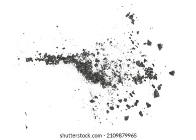 Black coal dust with fragments isolated on white background and texture, top view - Shutterstock ID 2109879965