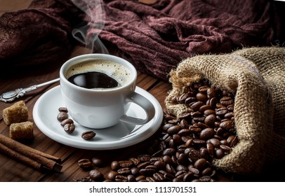 black coffee on an old background