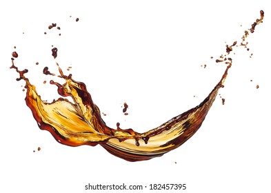 black coffee splash isolated on white background