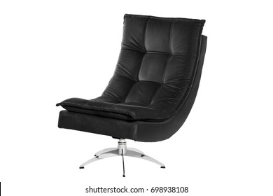 Black Color Armchair. Modern Designer Chair On White