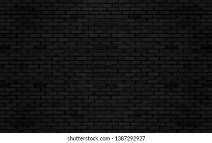 Black color brick wall for brickwork background design .