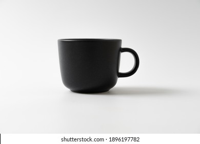 black color coffee mug on white background