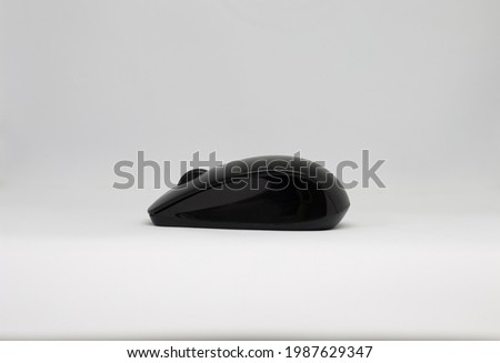 black color computer mouse isolated on white background. 