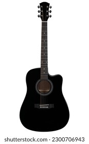 Black color female guitar front view.