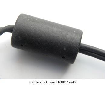 Black Color Ferrite Bead Inductor On White Background