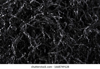 Black Color Shredded Paper - Gift Box Filler Background.