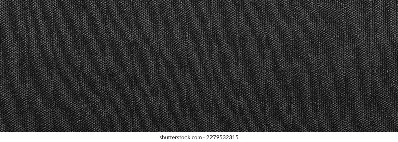 Black color sports clothing fabric football shirt jersey texture and textile background, wide banner.