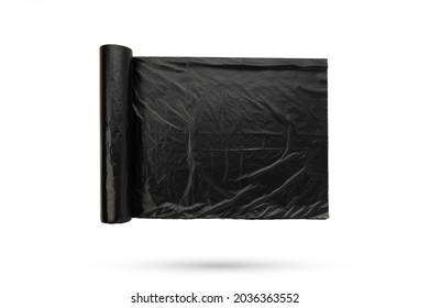 Black Color Trash Plastic Bag On Isolated White Background