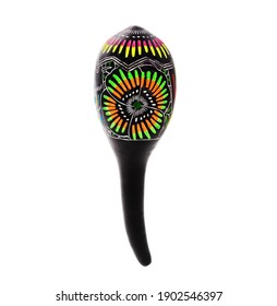 Black Colored Wooden Maraca Isolated On White Background