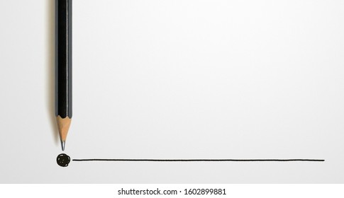 Black colour pencil with outline to end point on white background. Creativity inspiration ideas concept - Shutterstock ID 1602899881
