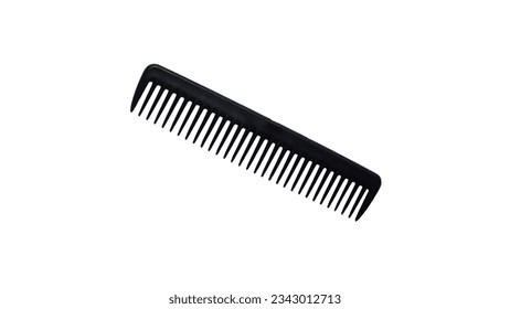 Black Comb isolated on white background, Real photo of black comb for barber or makeup artist