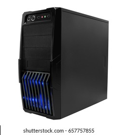 Black Computer Case With Blue Light