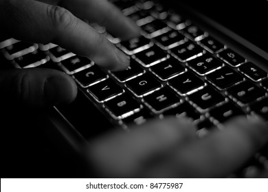 Black Computer Keyboard With Hands