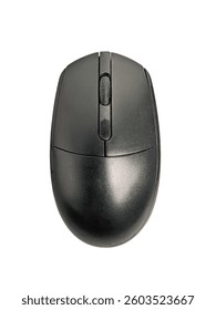 black computer mouse isolated on white background