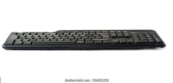 Black computer querty keyboard isolated over white background