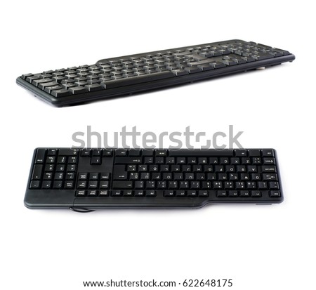 Black computer querty keyboard isolated over white background