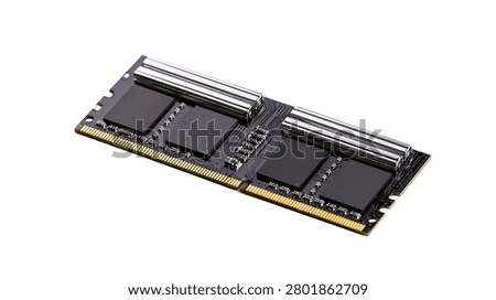 Black computer RAM memory module with silver heat spreader heatsink