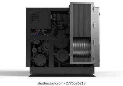 Black computer tower with red lights