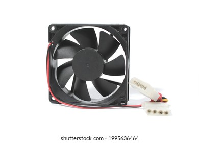 Black cooling ventilation system for computer on isolated white background