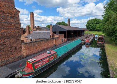 Black Country Living Museum,UK,June 2022, Narrowboat Barges Moored On The Dudley Canal