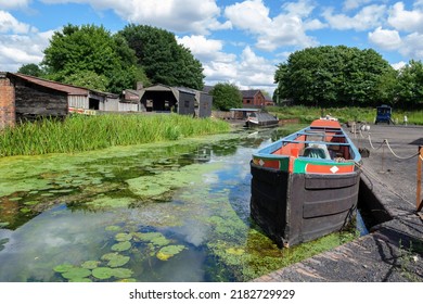 Black Country Living Museum,UK,June 2022 Old Working Barges  Moored On The Dudley Canal