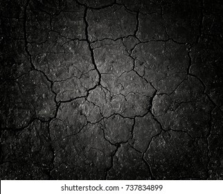 Black Cracked Ground Texture Background