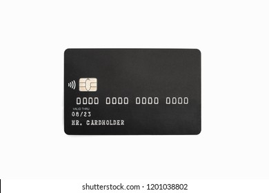 Black credit card isolated on white background