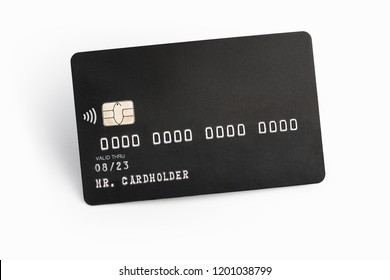 Black credit card on white background with shadow - Shutterstock ID 1201038799