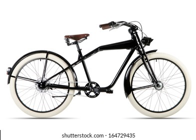 Black Cruiser Bicycle Before White Background