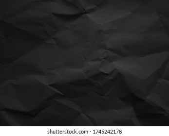 Black Crumpled Paper Texture Background