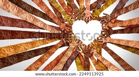 Black Culture Love and Black History month awareness as diverse hands shaped as a heart for united diversity or multi-cultural partnership in a group of multicultural people.