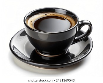 black cup of coffee on a white background for breakfast - Powered by Shutterstock