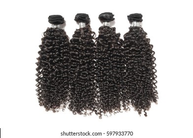 Black curly virgin remy human hair extension bundles