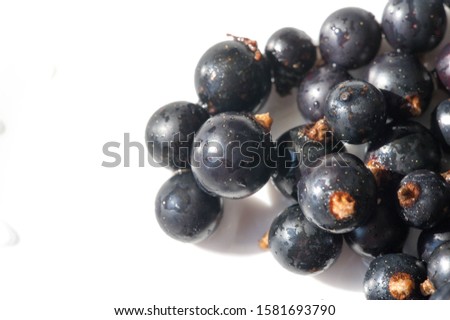 Black currant, blackcurrant, blackberry. vitamin C and polyphenol phytochemicals.  They are used to make jams, jellies and syrups and are grown commercially for the juice market.