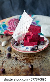 Black Currant Souffle With Gelatin Sheet