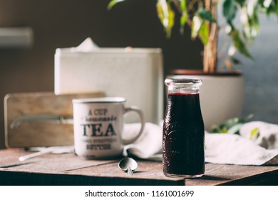 Black Currant Syrup In Vintage Bottle