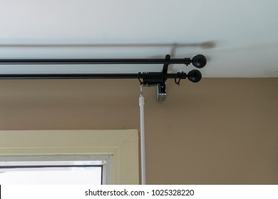 Black Curtain Rail On Wall White Stock Photo 1025328220 | Shutterstock