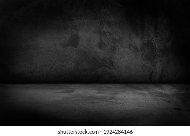 Black, dark and gray abstract cement wall and studio room , interior texture for display products. Room black floor is made of dark plaster for interior decoration or gym for exercise. - Shutterstock ID 1924284146