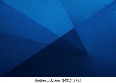 Black dark navy blue silver abstract pattern background. Geometric shape. Line triangle angle fold polygon diamond 3D. Color gradient ombre. Rough grain noise. Light shadow. Matte shimmer. Minimum. Stock Photo