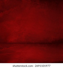 Black dark red empty background. Mockup presentation showing product 3d. Wall floor room scene stage. Shiny bright color material fabric. Metal metallic foil effect. Minimal. Christmas New Year.Design